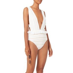 Nightcap Bardot Lace One-Piece Bathing Suit
